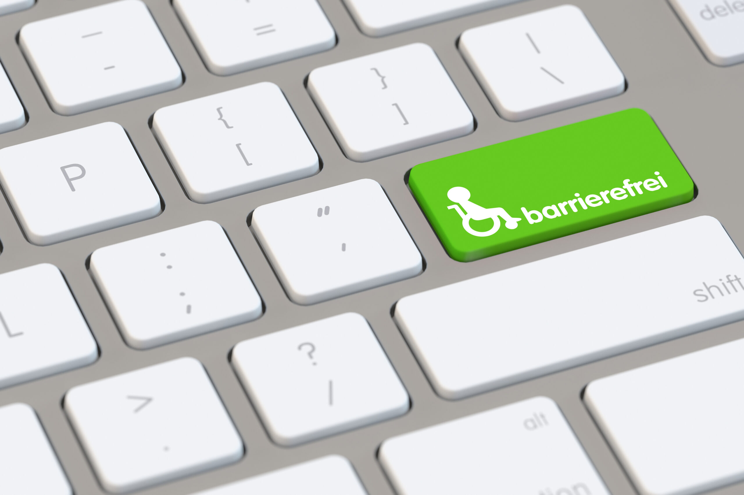 Taste mit der Aufschrift Barrierefrei auf einer Tastatur